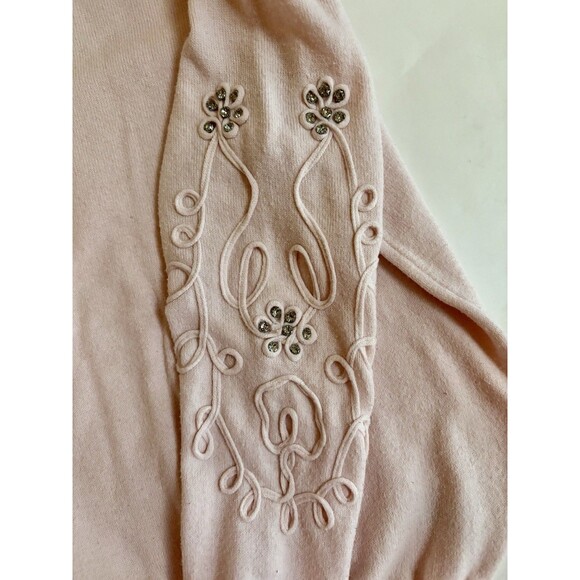 Ladies Feminine Pink Nanette Lepore LS Appliqué & Rhinestones Sweater Size S - Picture 3 of 5